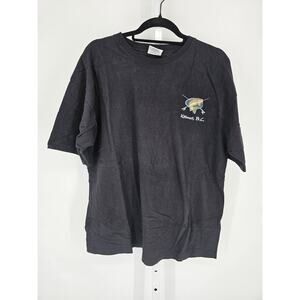 Vintage 1990s Mens Sz XXL Short Sleeve T Shirt Rainbow Trout Kittimat BC Black